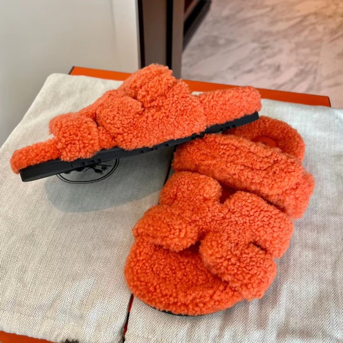 Hermes NIGO Plush Flat Bottomed Slippers #nigo21443