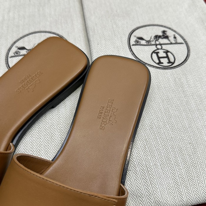 Hermès GIULIA Flat Bottom Summer Cool KELLY Button Slippers Shoes #nigo29154