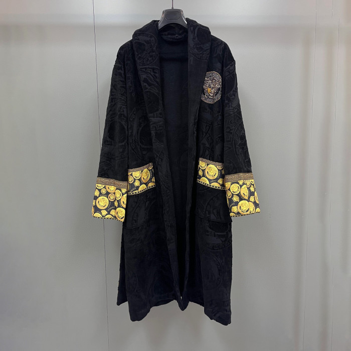VERSACE NIGO Black Long Sleeved Printed Logo Nightgown #nigo94981