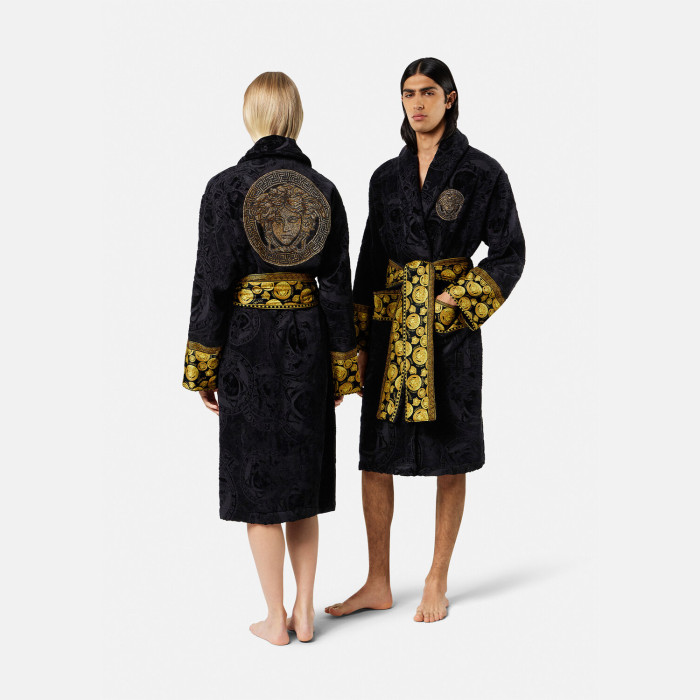 VERSACE NIGO Black Long Sleeved Printed Logo Nightgown #nigo94981