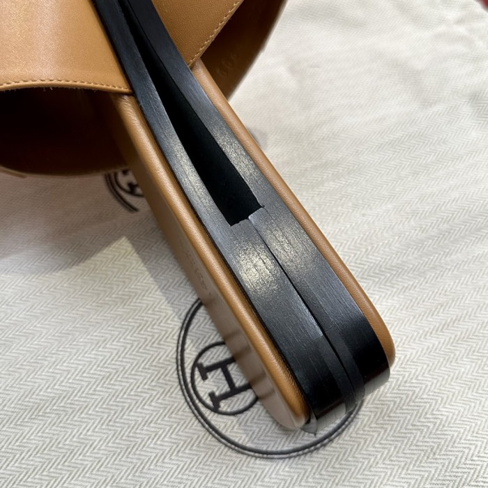 Hermès GIULIA Flat Bottom Summer Cool KELLY Button Slippers Shoes #nigo29154