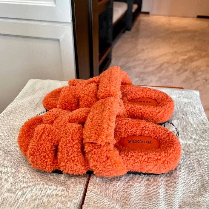 Hermes NIGO Plush Flat Bottomed Slippers #nigo21443