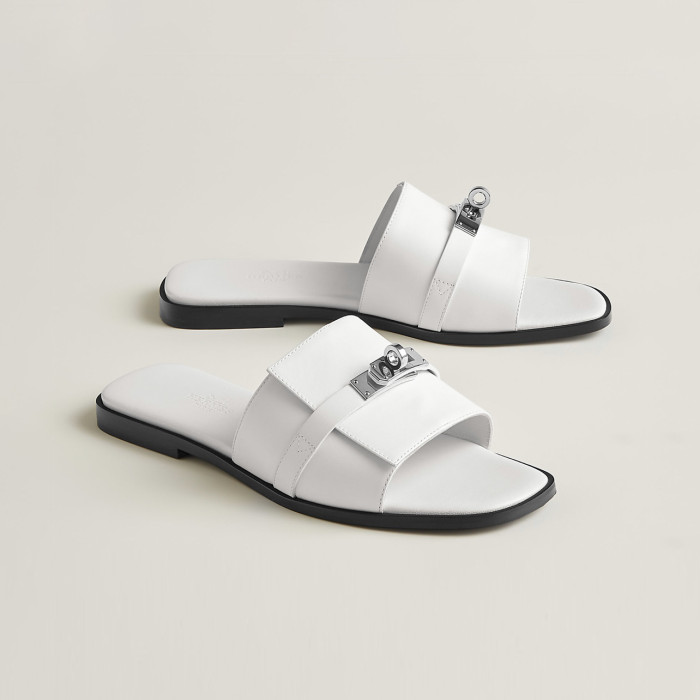 Hermès GIULIA Flat Bottom Summer Cool KELLY Button Slippers Shoes #nigo29154