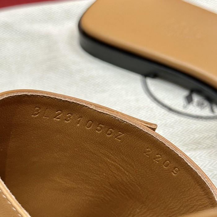 Hermès GIULIA Flat Bottom Summer Cool KELLY Button Slippers Shoes #nigo29154