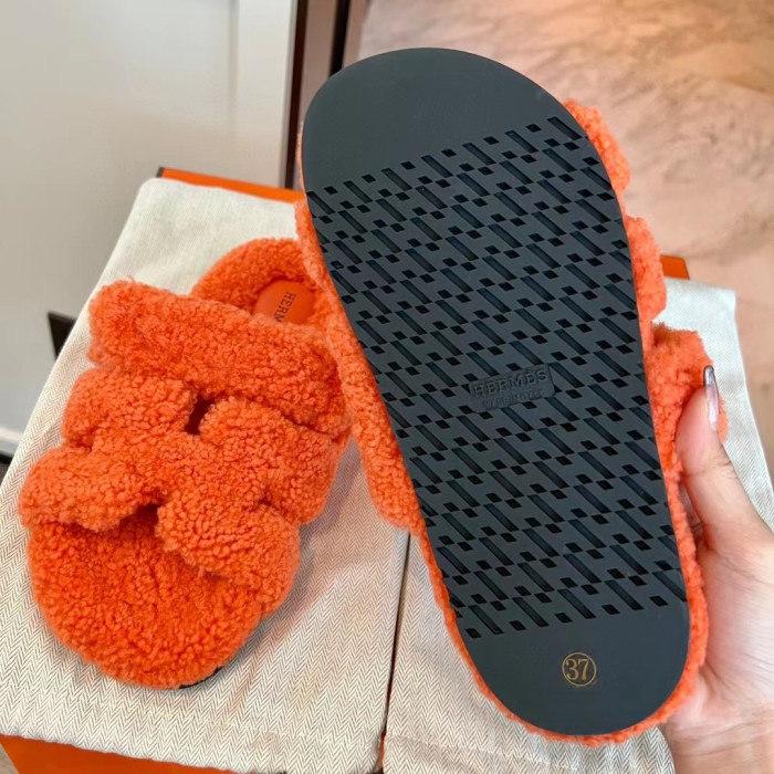 Hermes NIGO Plush Flat Bottomed Slippers #nigo21443