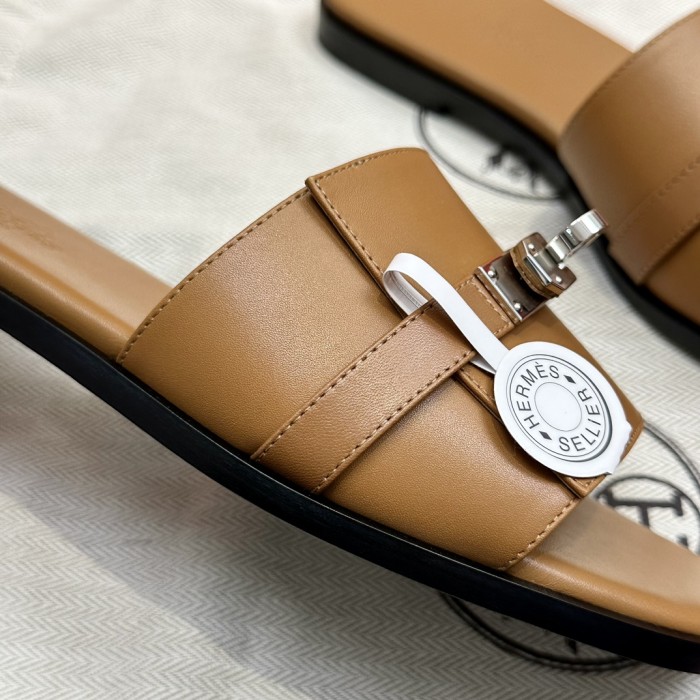 Hermès GIULIA Flat Bottom Summer Cool KELLY Button Slippers Shoes #nigo29154