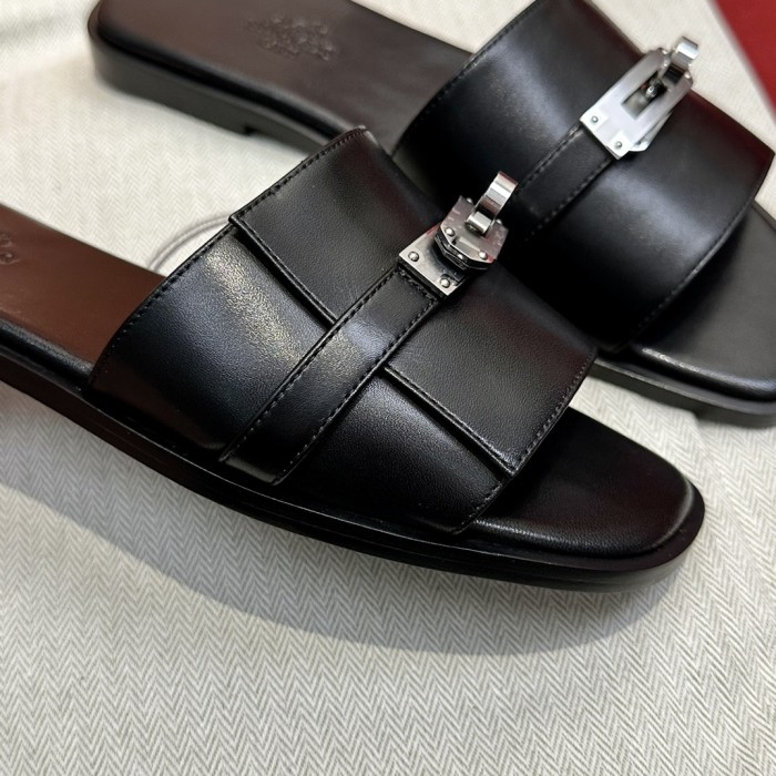 Hermès GIULIA Flat Bottom Summer Cool KELLY Button Slippers Shoes #nigo29154
