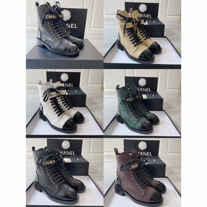Chanel NIGO Multi Color Mid Length Lace Up Martin Boots #nigo21464