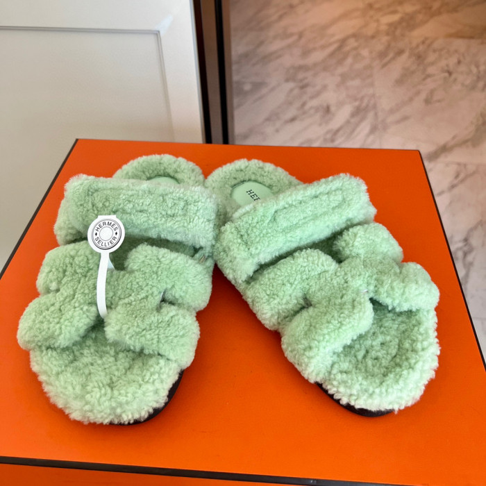 Hermes NIGO Plush Flat Bottomed Slippers #nigo21443