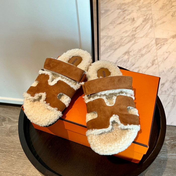 Hermes NIGO Plush Flat Bottomed Slippers #nigo21443