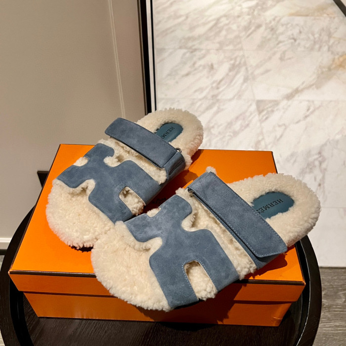 Hermes NIGO Plush Flat Bottomed Slippers #nigo21443