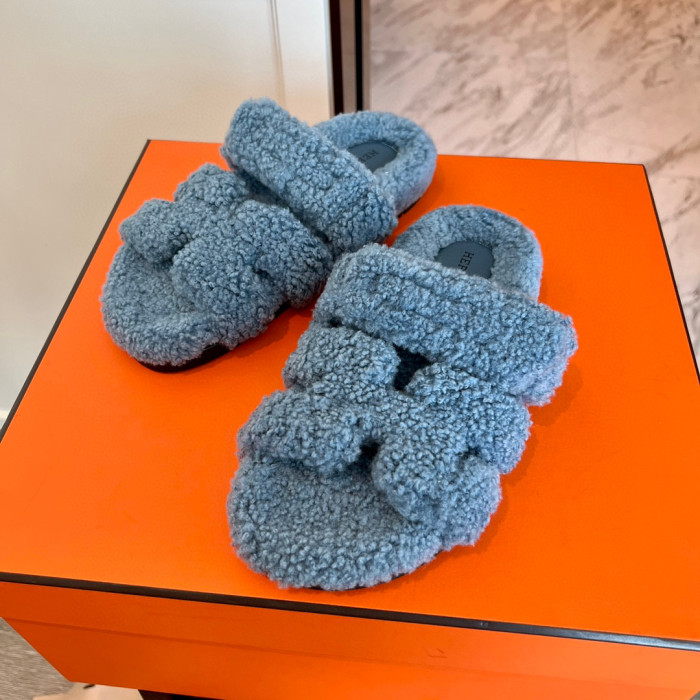 Hermes NIGO Plush Flat Bottomed Slippers #nigo21443