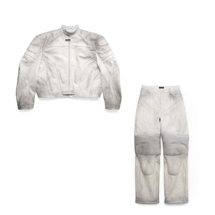 Balenciaga Men's Oversized Biker Jacket Baggy Pants In White #nigo95117