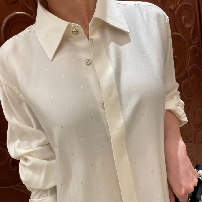 Louis Vuitton NIGO White Long Sleeved Buttoned Shirt #nigo21492