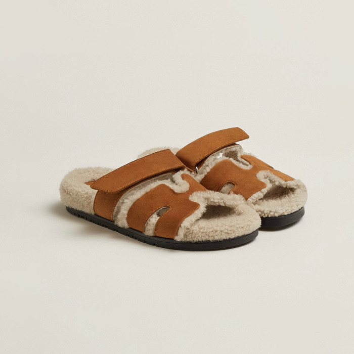Hermes Plush Flat Bottomed Slippers #nigo21487
