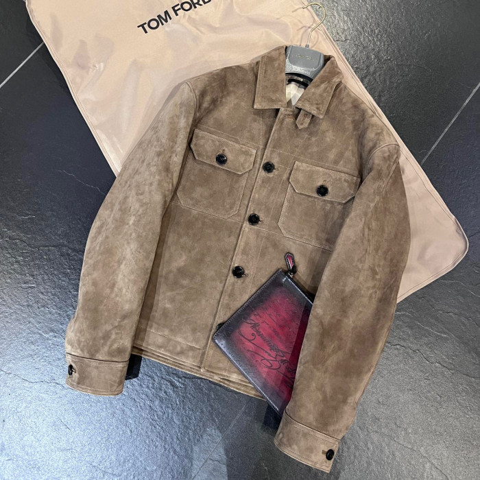 Tom Ford NIGO Sheepskin Suede Casual Leather Jacket #nigo95133