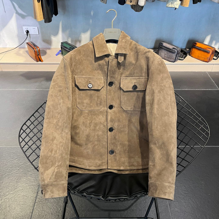 Tom Ford NIGO Sheepskin Suede Casual Leather Jacket #nigo95133