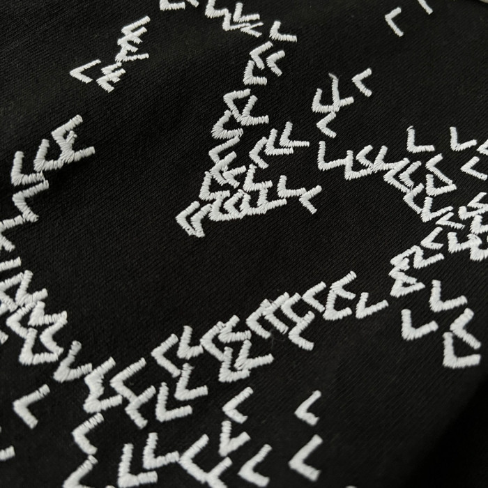 Louis Vuitton NIGO Black Embroidered Loose Fitting Short Sleeved T-shirt #nigo21553