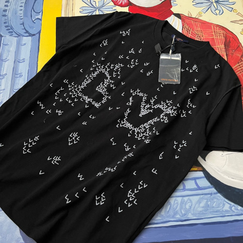 Louis Vuitton NIGO Black Embroidered Loose Fitting Short Sleeved T-shirt #nigo21553