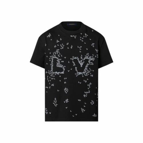 Louis Vuitton NIGO Black Embroidered Loose Fitting Short Sleeved T-shirt #nigo21553
