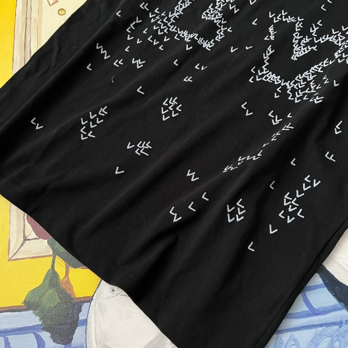 Louis Vuitton NIGO Black Embroidered Loose Fitting Short Sleeved T-shirt #nigo21553