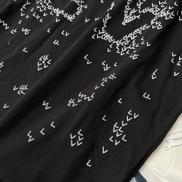 Louis Vuitton NIGO Black Embroidered Loose Fitting Short Sleeved T-shirt #nigo21553