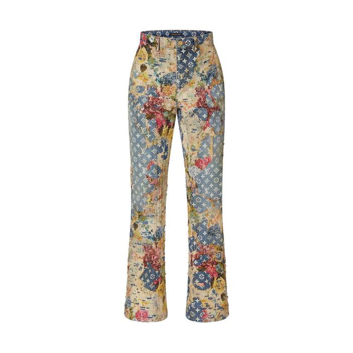 Louis Vuitton Floral Print Denim Zip-Up Jacket Coat #nigo2595