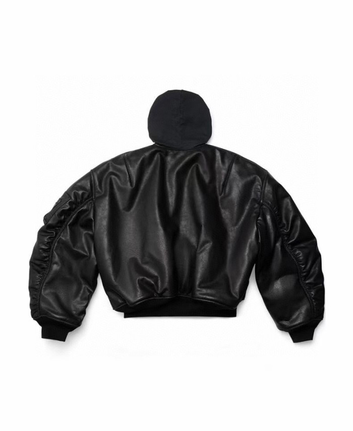 Balenciaga NIGO Leather Zip Hooded Jacket #nigo96135