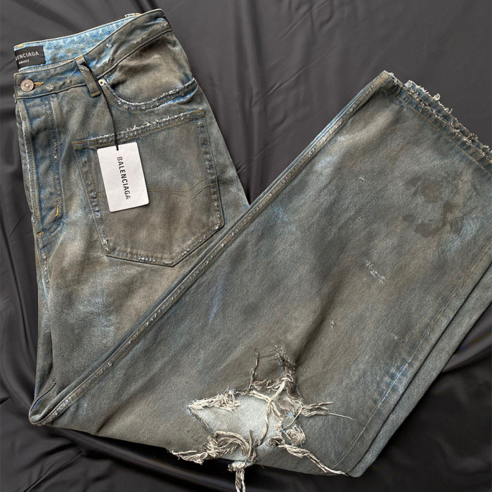Balenciaga Patched Pockets Baggy Jeans In Blue Denim Pants Ngvp #nigo6367