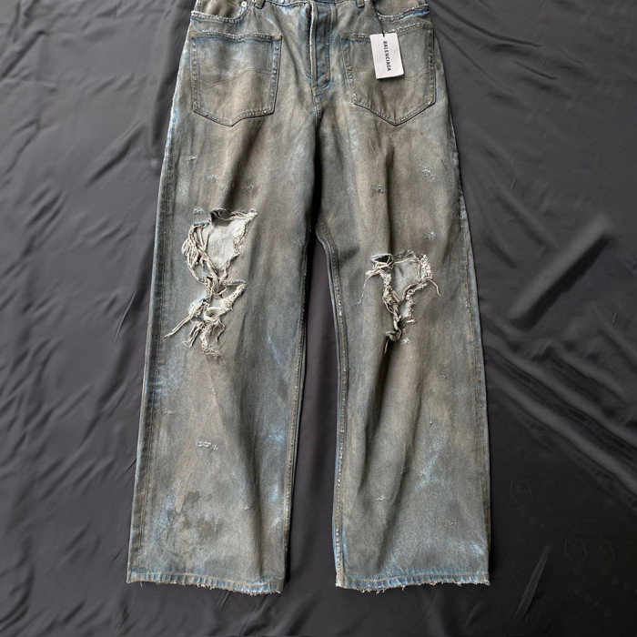 Balenciaga Patched Pockets Baggy Jeans In Blue Denim Pants Ngvp #nigo6367