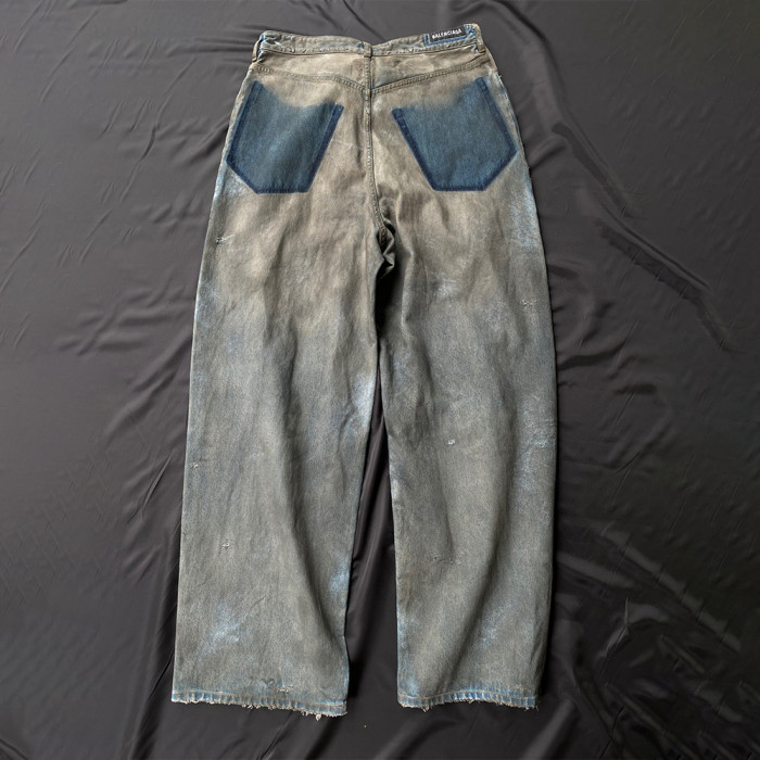 Balenciaga Patched Pockets Baggy Jeans In Blue Denim Pants Ngvp #nigo6367