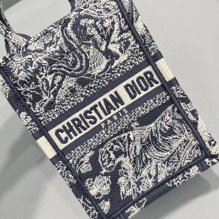 Dior Canvas Old Flower Full Print Portable Mini Tote Bag Mobile Case #nigo52165