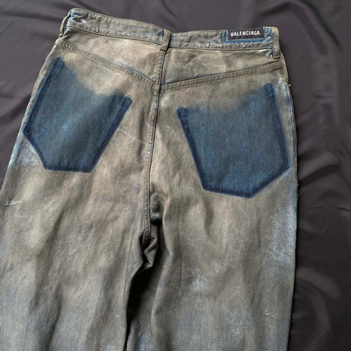Balenciaga Patched Pockets Baggy Jeans In Blue Denim Pants Ngvp #nigo6367