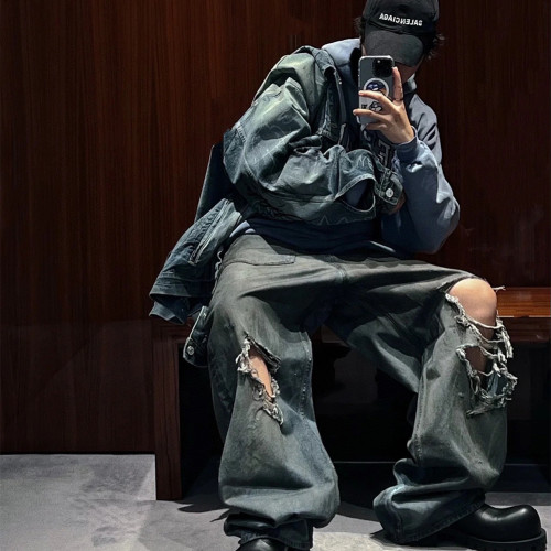 Balenciaga Patched Pockets Baggy Jeans In Blue Denim Pants Ngvp #nigo6367