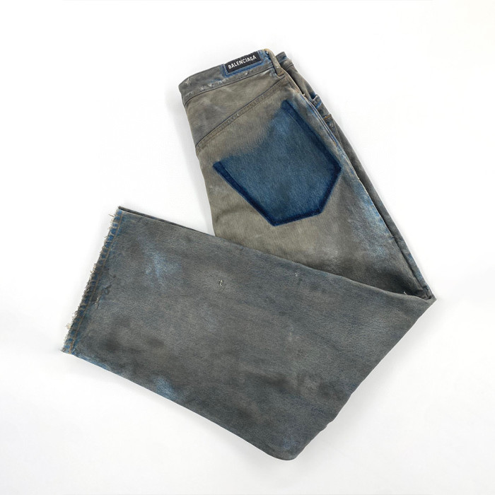 Balenciaga Patched Pockets Baggy Jeans In Blue Denim Pants Ngvp #nigo6367