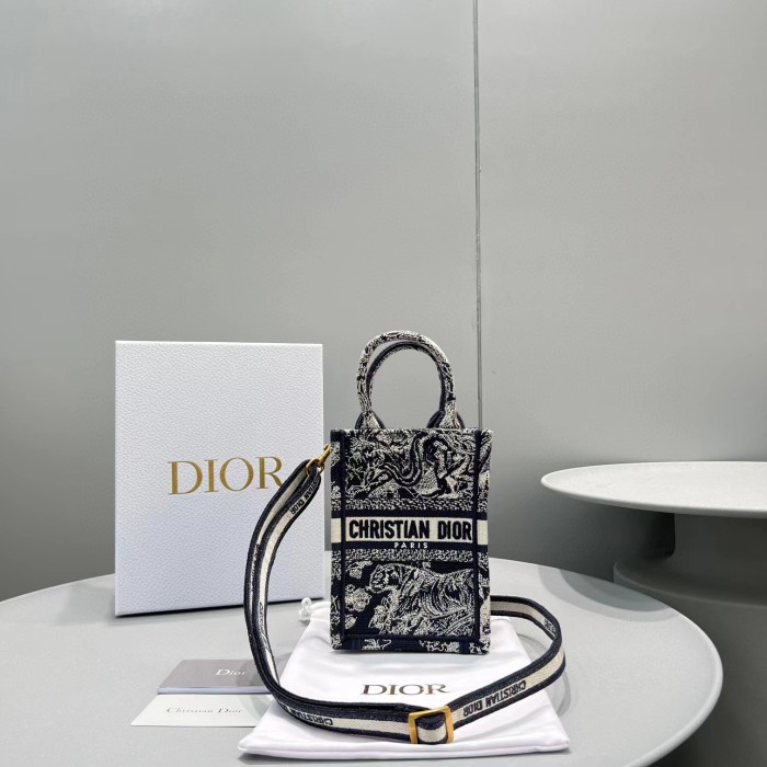 Dior Canvas Old Flower Full Print Portable Mini Tote Bag Mobile Case #nigo52165