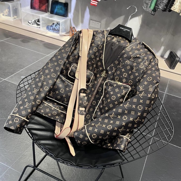 Louis Vuitton NIGO V-neck Leather Jacket With Multiple Pockets #nigo96162