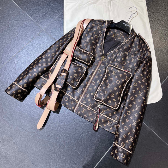 Louis Vuitton NIGO V-neck Leather Jacket With Multiple Pockets #nigo96162