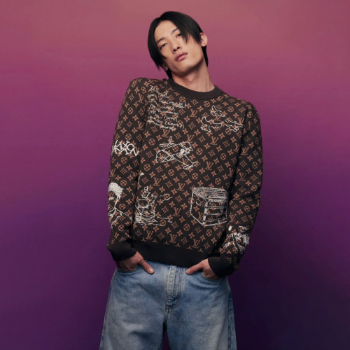 Louis Vuitton NIGO Embroidered Pattern Crew Neck Sweater Pullover #nigo96167