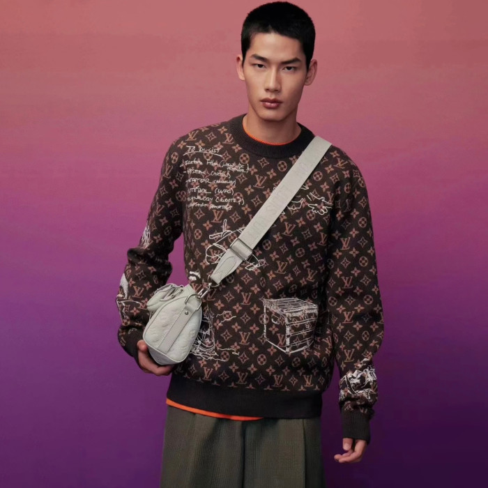 Louis Vuitton NIGO Embroidered Pattern Crew Neck Sweater Pullover #nigo96167