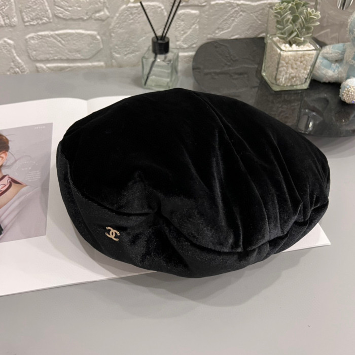 Chanel NIGO Velvet Black Beret #nigo21642