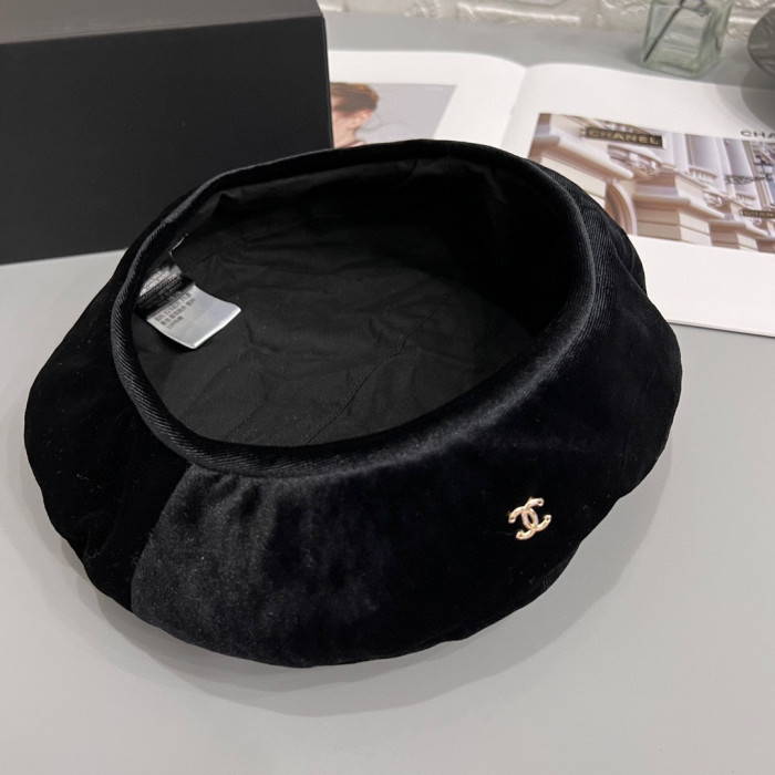 Chanel NIGO Velvet Black Beret #nigo21642