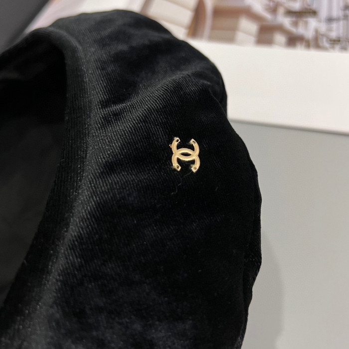 Chanel NIGO Velvet Black Beret #nigo21642