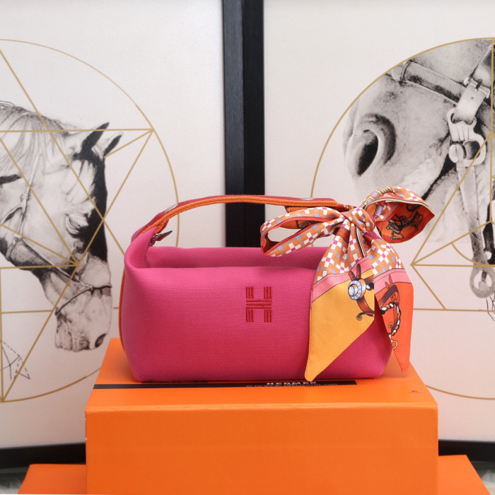 Hermes Leather webbing splicing handbag Makeup bag Handheld  #nigo29177