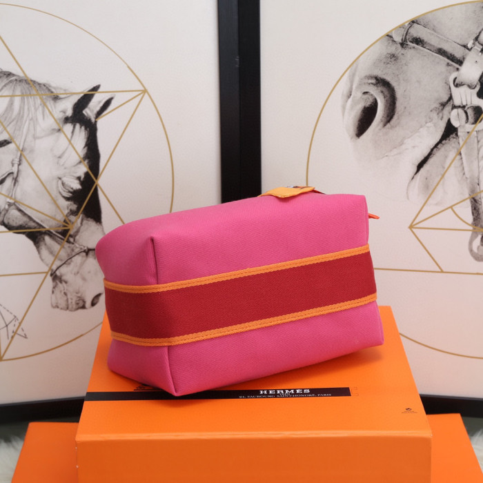 Hermes Leather webbing splicing handbag Makeup bag Handheld  #nigo29177