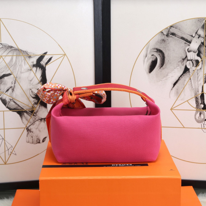 Hermes Leather webbing splicing handbag Makeup bag Handheld  #nigo29177