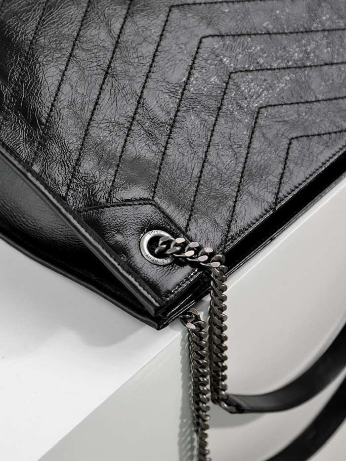 SAINT LAURENT Leather Chain Carrying Crossbody Bag #nigo21649
