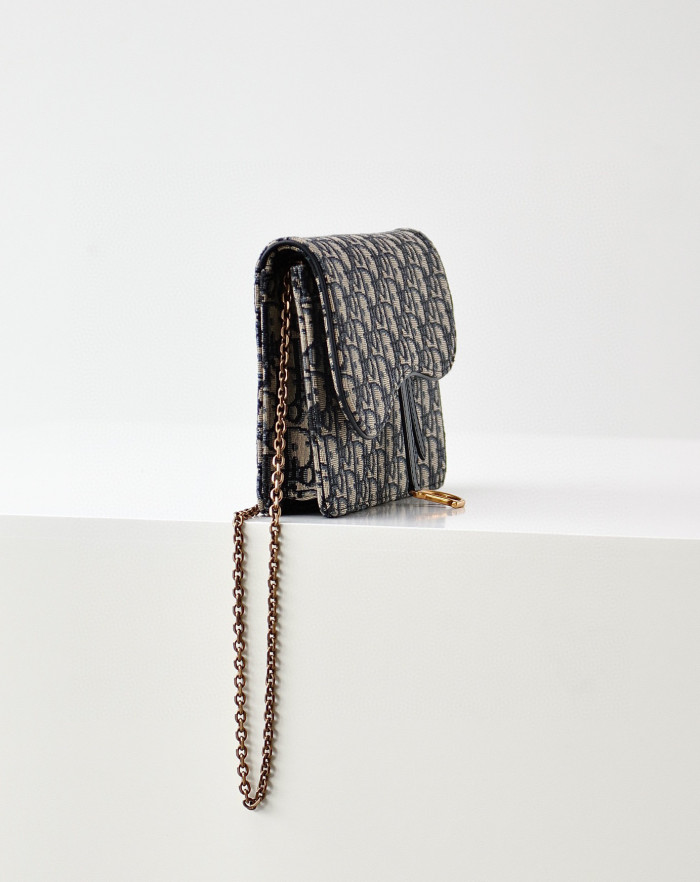Dior Saddle chain handbag Blue Oblique Print Chain Crossbody Bag #nigo21656