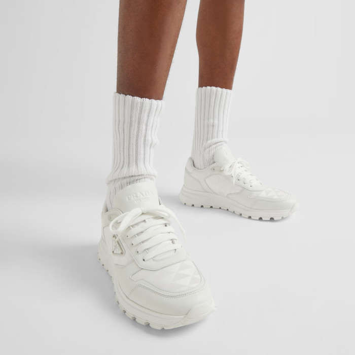 Prada Leather Nylon Patchwork Short Top Sneakers Shoes #nigo96191
