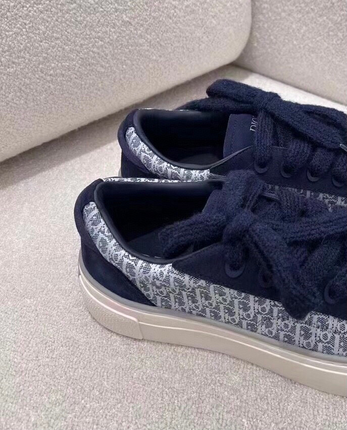 Dior Flat Bottom Printed Lace Up Canvas Casual Board Shoes #nigo21683